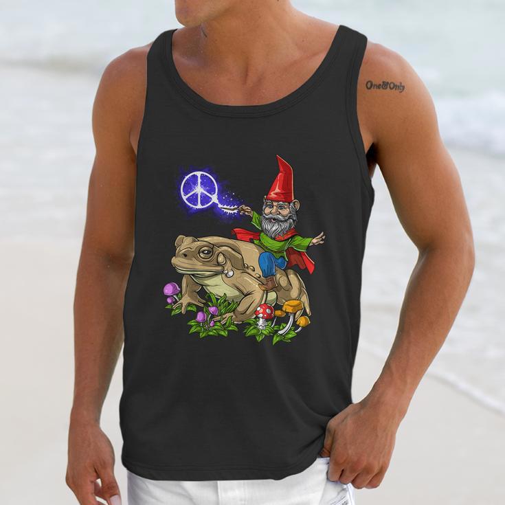 Gnome Riding Frog Hippie Peace Fantasy Psychedelic Forest Unisex Tank Top Gifts for Her