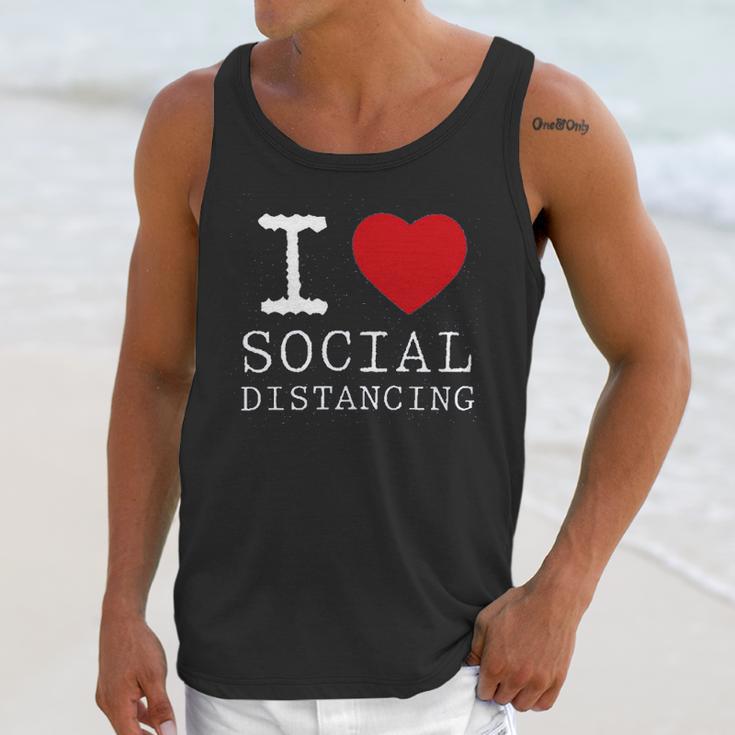 I Heart Social Distancing Funny Letter Graphic Unisex Tank Top Gifts for Her