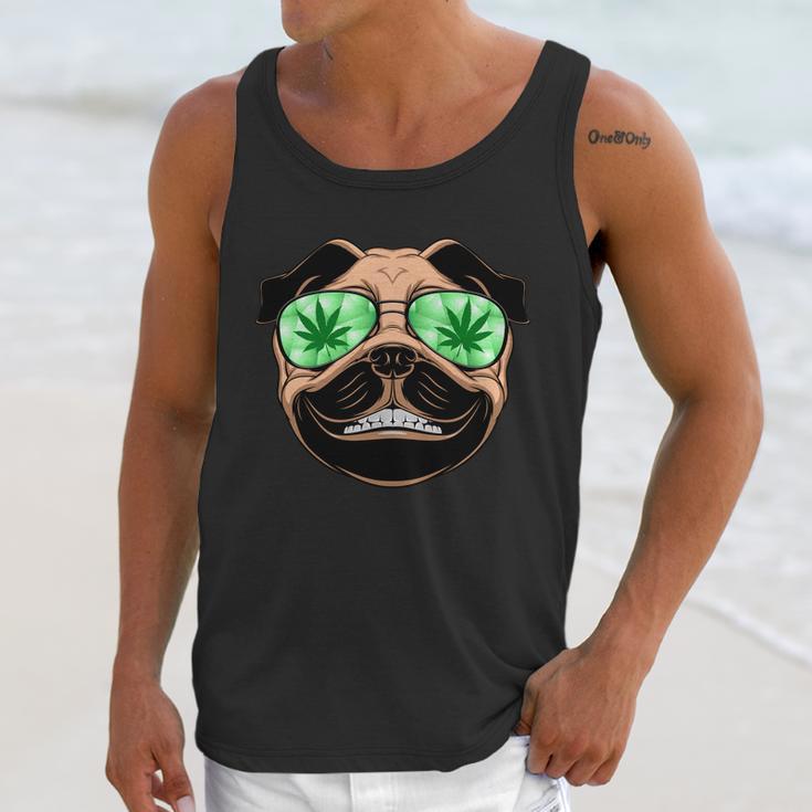 High Off Weed Smiling Pug Unisex Tank Top Gifts for Her