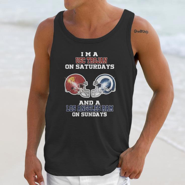 I’M A Usc Trojan On Saturdays And A Los Angeles Ram On Sundays Shirt Unisex Tank Top Gifts for Her