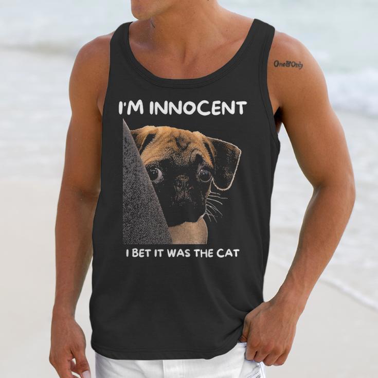 Im Innocent I Bet It Was The Cat Funny Guilty Cute Pug Unisex Tank Top Gifts for Her