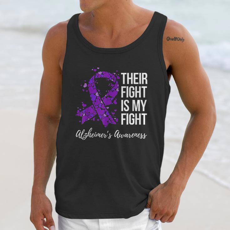 Their Fight Is My Fight Purple Ribbon Alzheimer Unisex Tank Top Gifts for Her