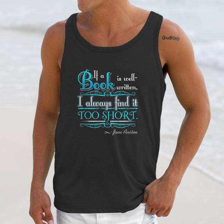 Jane Austen Bookworm Literary Gifts Book Lovers Unisex Tank Top Gifts for Her