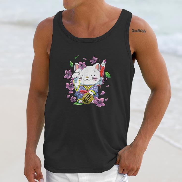 Japanese Maneki Neko Lucky Cat Unisex Tank Top Gifts for Her