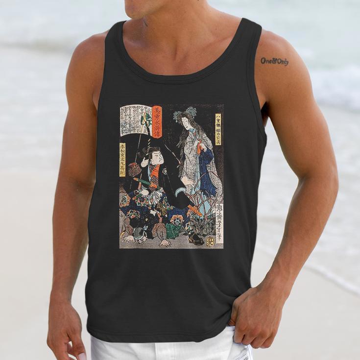 Japanese Retro Art Ninja Saving The Maiden Samurai Warrior Unisex Tank Top Gifts for Her