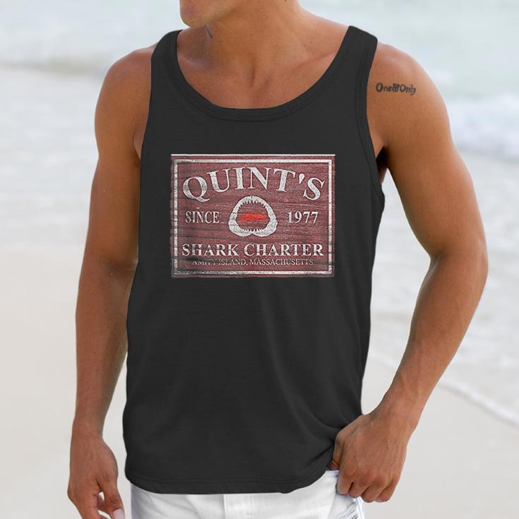 Jaws Quints Shark Charter Boat Since 1977 Wooden Sign Unisex Tank Top Gifts for Her