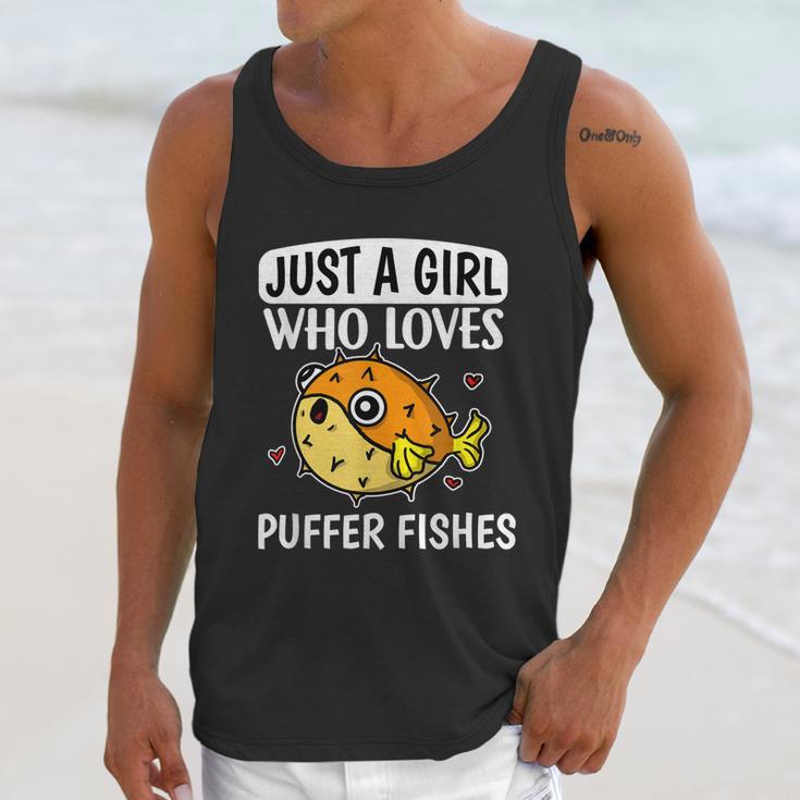 Just A Girl Who Loves Puffer Fishes Cute Puffer Fish Costume Graphic Design Printed Casual Daily Basic Unisex Tank Top Gifts for Her