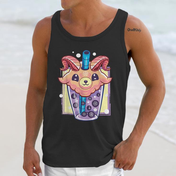 Kawaii Pastel Goth Creepy Baphomet Boba Bubble Tea Vaporwave Unisex Tank Top Gifts for Her