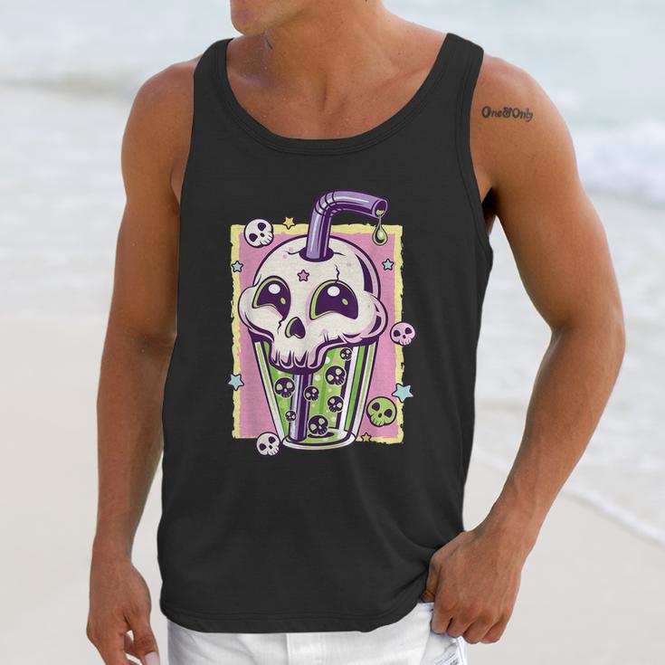 Kawaii Pastel Goth Creepy Skull Boba Bubble Tea Vaporwave Unisex Tank Top Gifts for Her