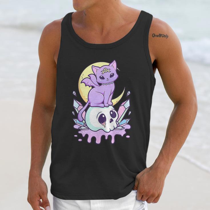 Kawaii Pastel Goth Cute Creepy Witchy Cat And Skull V5 Unisex Tank Top Gifts for Her