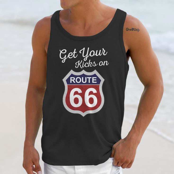 Get Your Kicks Route 66 Distressed &S Unisex Tank Top Gifts for Her