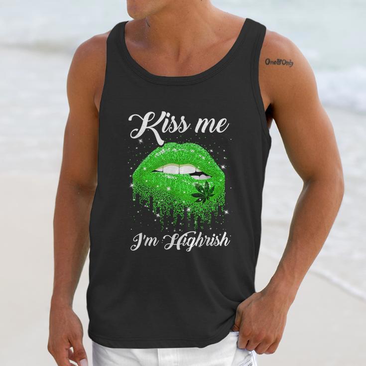 Kiss Me Im Highrish 420 Cannabis Marijuana Weed Lips Gift Graphic Design Printed Casual Daily Basic Unisex Tank Top Gifts for Her