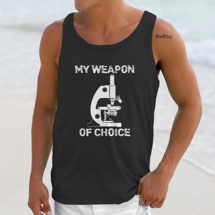 Lab Tech Biologist Gifts Microscope Weapon Of Choice Unisex Tank Top Gifts for Her