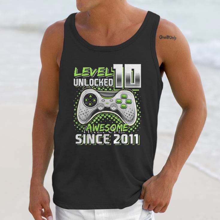 Level 10 Unlocked Awesome 2011 Video Game 10Th Birthday Gift Green Unisex Tank Top Gifts for Her