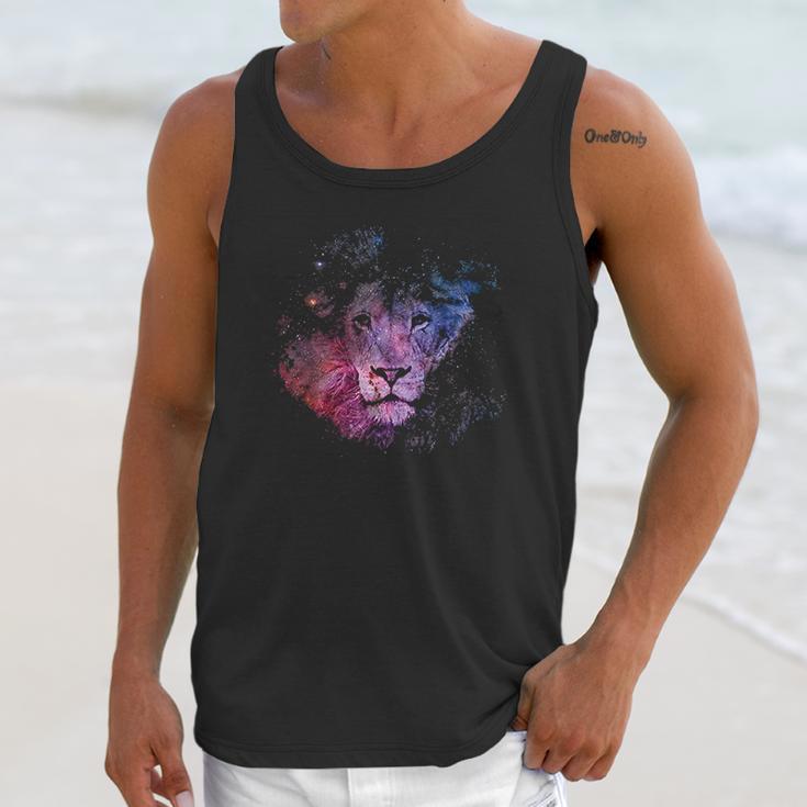 Lion Watercolor Style Leo Astrology Space Nebula Lion Unisex Tank Top Gifts for Her