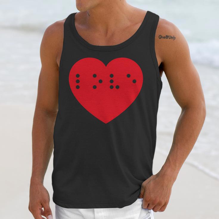 Love In Braille Inside Big Red Heart Uncontracted Valentine Unisex Tank Top Gifts for Her