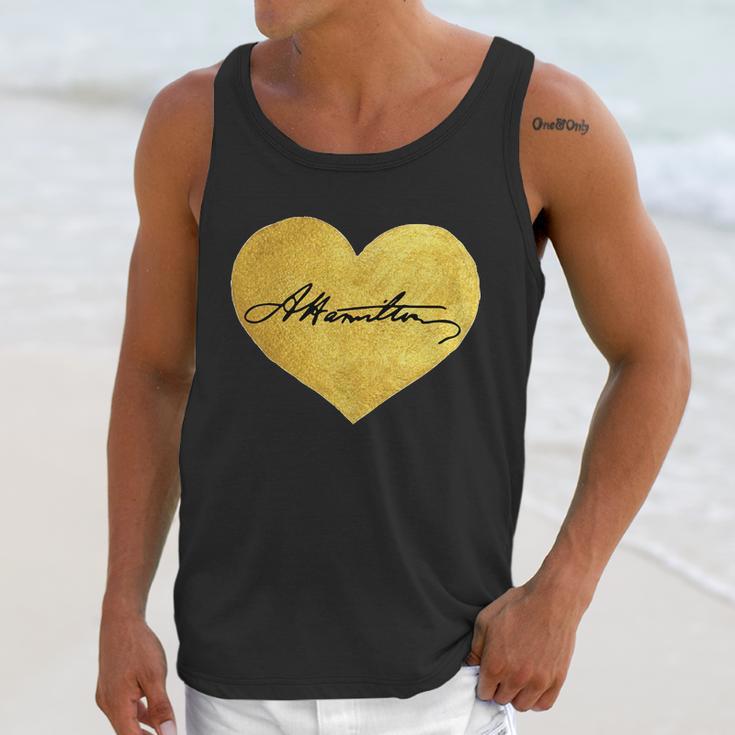 Love A Hamilton Golden Signature Heart Unisex Tank Top Gifts for Her