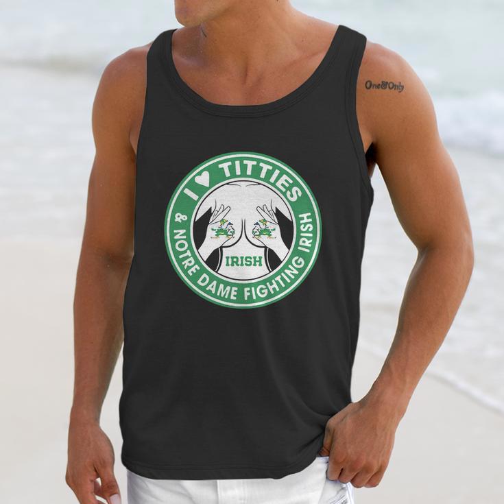 I Love Titties And Notre Dame Fighting Irish Shirt Unisex Tank Top Gifts for Her