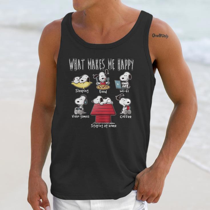 What Makes Snoopy Happy Unisex Tank Top Gifts for Her