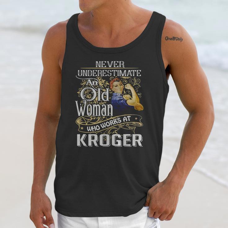 An Old Woman Who Works At Kroger Unisex Tank Top Gifts for Her