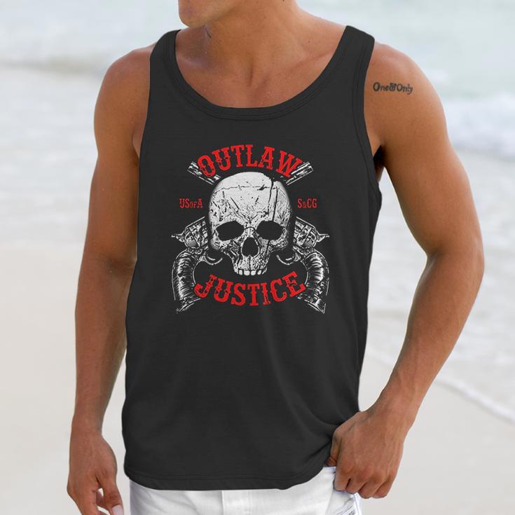 Outlaw Justice With Skull And Pistols Unisex Tank Top Gifts for Her