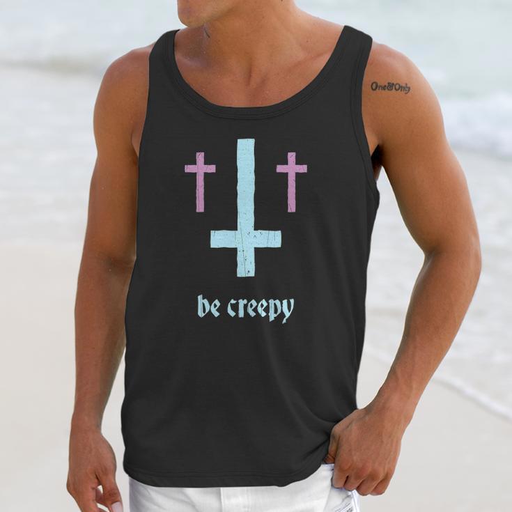 Pastel Goth Inverted Cross Be Creepy Unisex Tank Top Gifts for Her