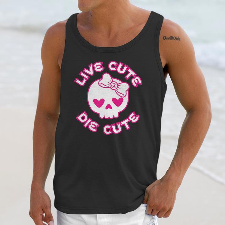 Pastel Goth Live Cute Die Cute Skull Bow And Heart Shape Unisex Tank Top Gifts for Her