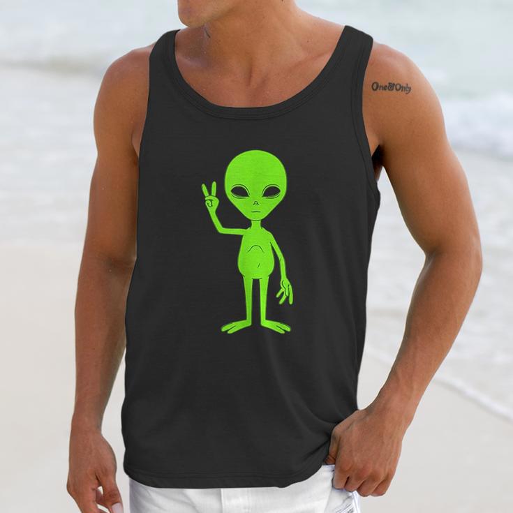 We Come In Peach Sign Hippie Green Alien Ufo Martian Unisex Tank Top Gifts for Her