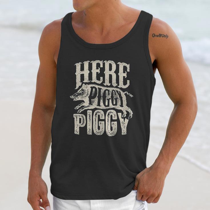 Here Piggy Piggy Boar Hunting Vintage Pig Hog Hunter Unisex Tank Top Gifts for Her