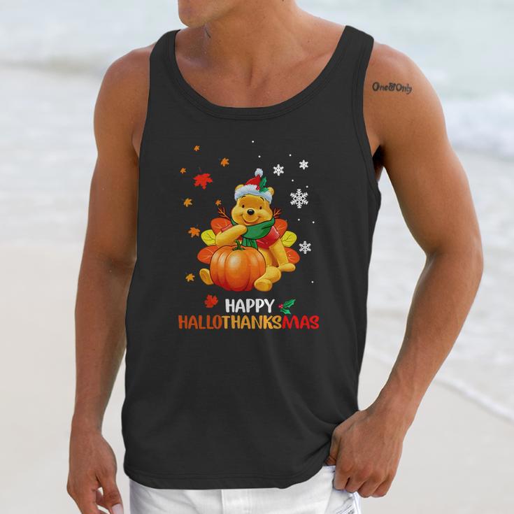 Pooh Bear Happy Hallothanksmas Unisex Tank Top Gifts for Her