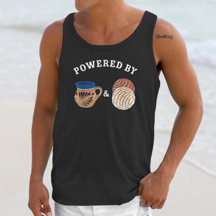 Powered By Conchas And Cafecito Cafe Atole Mexican Pan Dulce Unisex Tank Top Gifts for Her