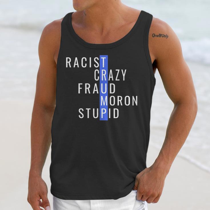 Racist Crazy Fraud Moron Stupid Trump Unisex Tank Top Gifts for Her