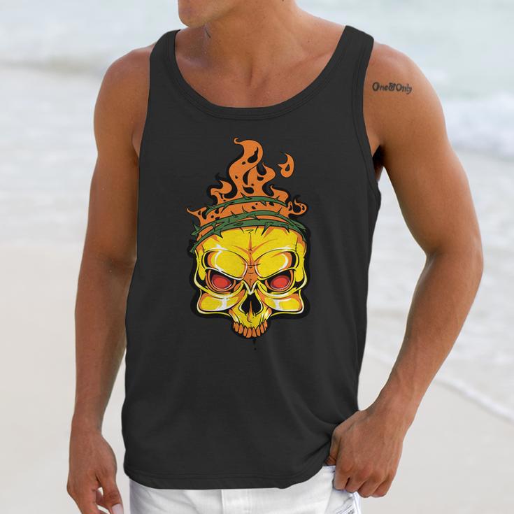 Rage Of Fire Faming Skull Creepy Skeleton Unisex Tank Top Gifts for Her