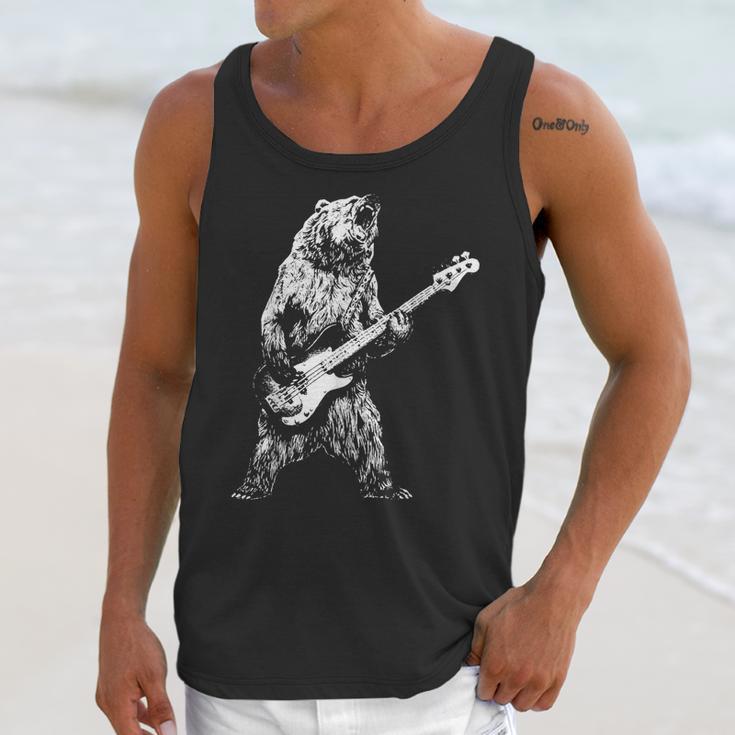 Retro Bear Playing Bass Guitar Bear Guitarist Music Lovers Unisex Tank Top Gifts for Her