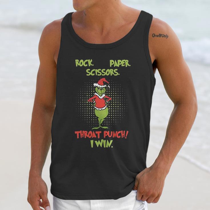 Rock Paper Scissors Throat Punch I Win Funny Grinch Unisex Tank Top Gifts for Her