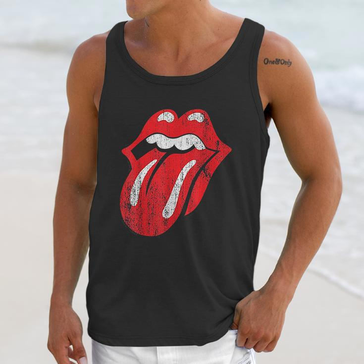 Rolling Stones Official Distressed Tongue Unisex Tank Top Gifts for Her