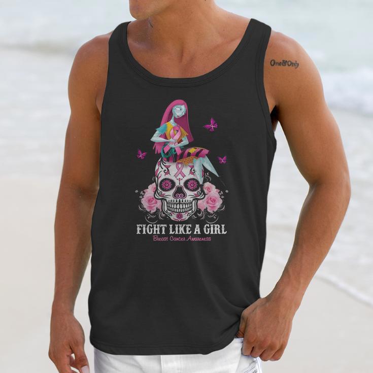 Sally Fight Like A Girl Breast Cancer Awareness Sugar Skull Shirt Unisex Tank Top Gifts for Her