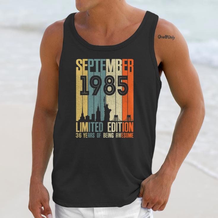 September 1985 36 Birthday 36 Years Old 1985 Birthday Vintage Unisex Tank Top Gifts for Her