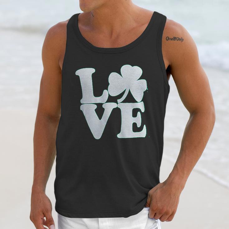 Shamrock Love Funny St Pats Paddy Patrick Pattys Green Heart Cute Unisex Tank Top Gifts for Her