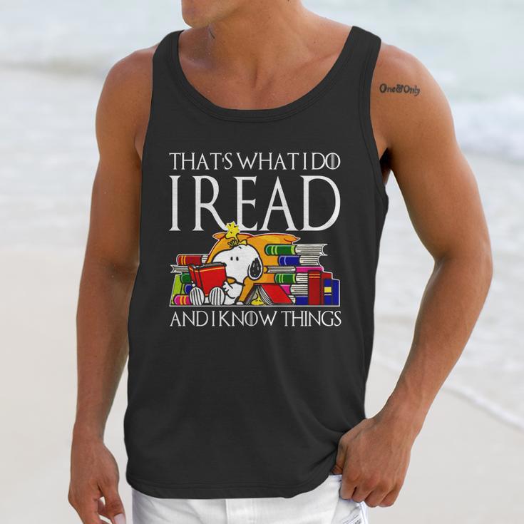 Snoopy Thats What I Do I Read And I Know Things Unisex Tank Top Gifts for Her