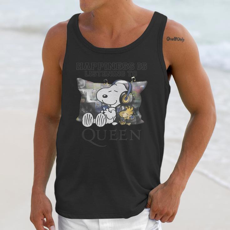 Snoopy And Woodstock Happiness Is Listening To Queen T-Shirt Unisex Tank Top Gifts for Her