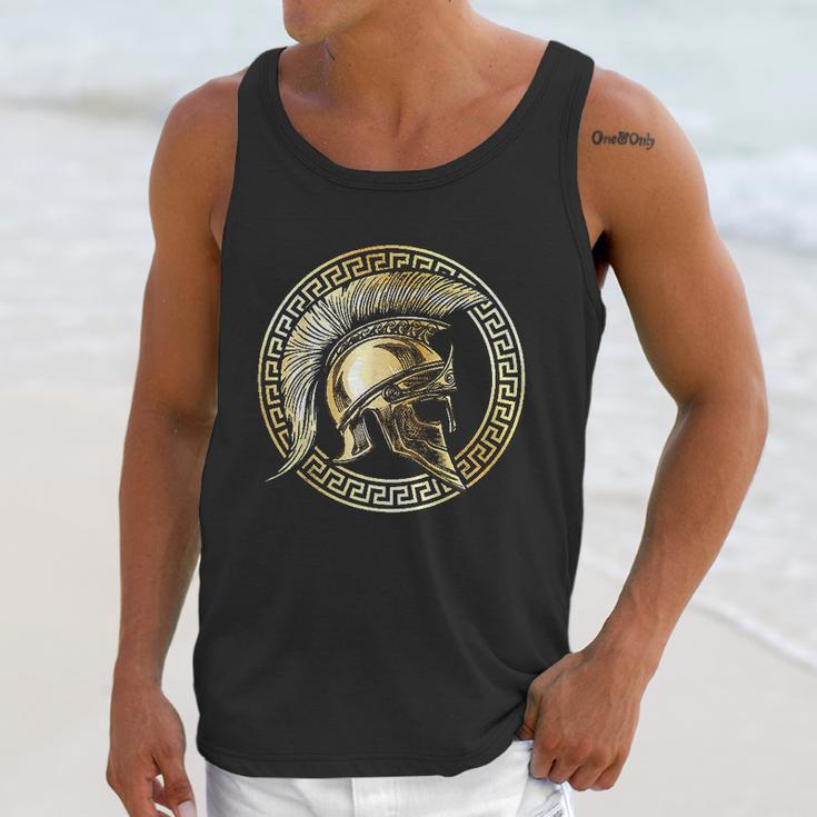 Spartan Helmet Gold Gladiator Sparta Greek Gym Workout Unisex Tank Top Gifts for Her