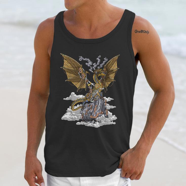 Steampunk Dragon Mechanical Gears Fantasy Industrial Gothic Unisex Tank Top Gifts for Her