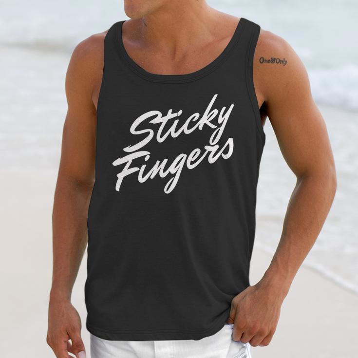 Sticky Fingers Band Logo White Unisex Tank Top Gifts for Her