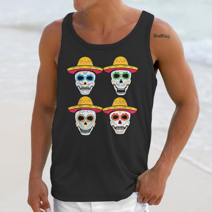 Sugar Skull Sombrero Dia De Los Muertos Mexican Day Of Dead Unisex Tank Top Gifts for Her