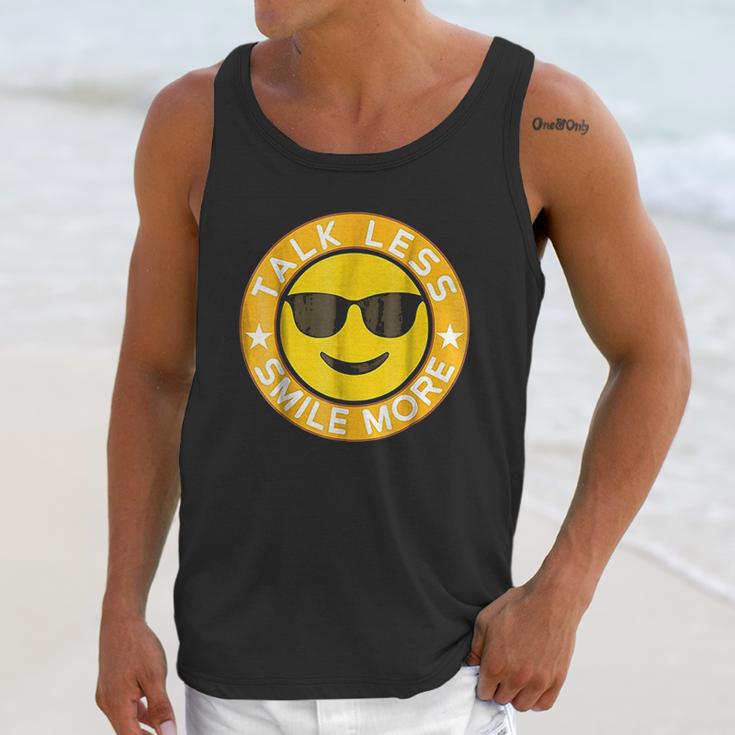 Talk Less Smile More Hamilton Yellow Emoji Smile Unisex Tank Top Gifts for Her