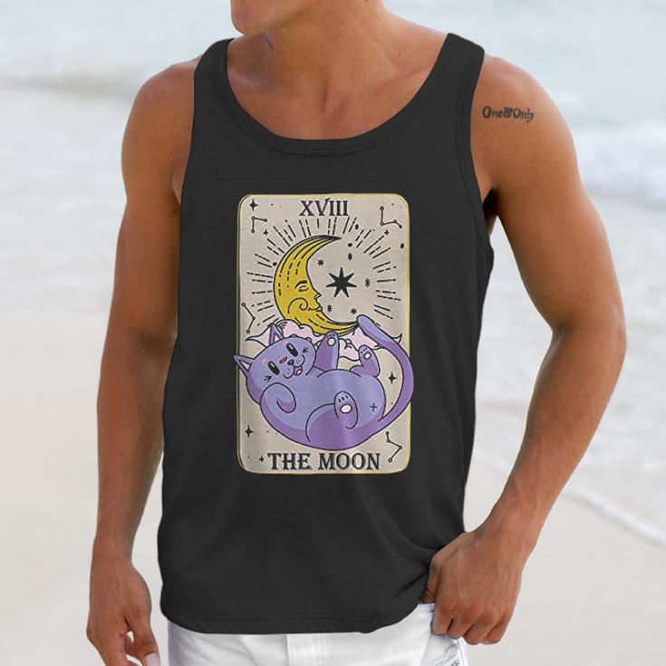 Tarot Card The Moon Xviii Kawaii Goth Pastel Cat Mystical Unisex Tank Top Gifts for Her