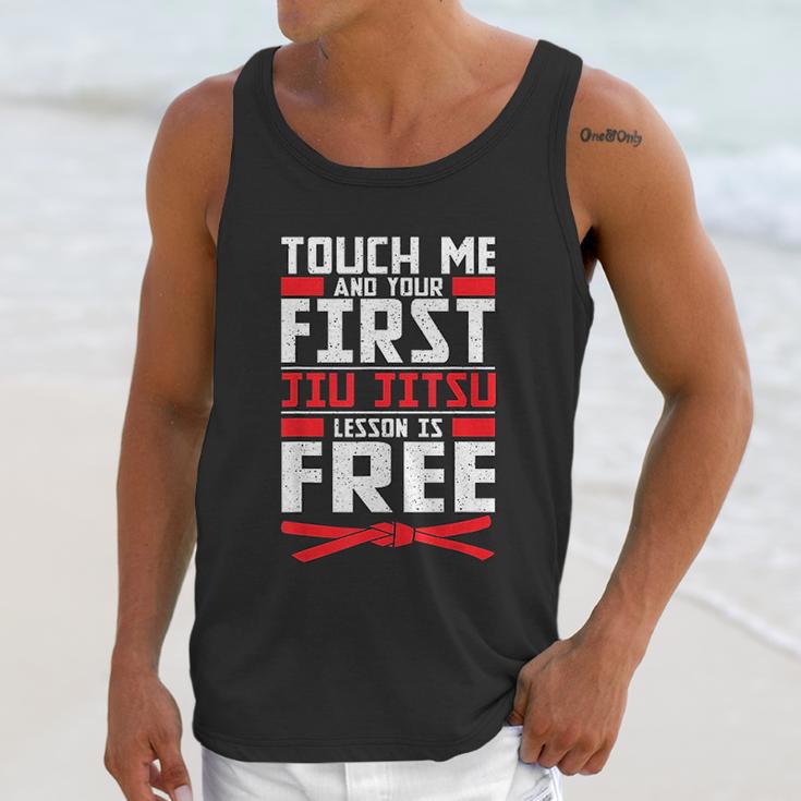 Touch Me Your First Jiu Jitsu Lesson Is Free Brazilian Bjj Unisex Tank Top Gifts for Her