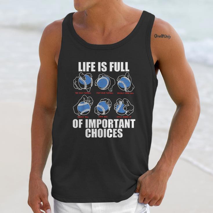 Types Of Baseball Pitches Life Choices Pitcher Player Gift Unisex Tank Top Gifts for Her