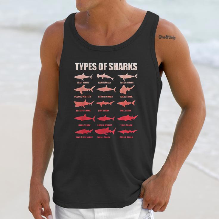 Types Of Sharks 15 Great White Hammerhead Marine Bio Unisex Tank Top Gifts for Her